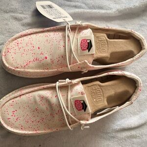 Hey Dude Cream and Pink Speckle Shoes